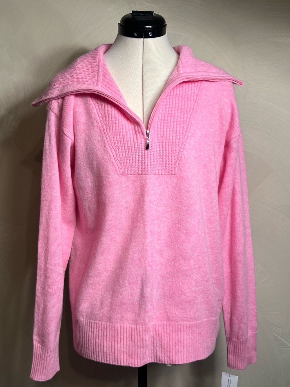 Charter Club Women Bubblegum Heather Pink 100% Cashmere Quarter-Zip Sweater|Sz:S